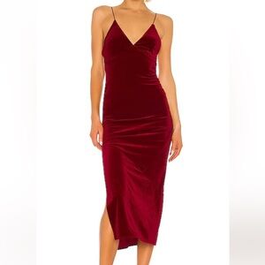 Lovers + Friends Burgundy Velvet Midi Dress